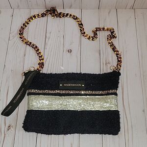 Made In Moon Large Pouch Bag Cendrillon Teddy Fabric Made in France Chain Strap.